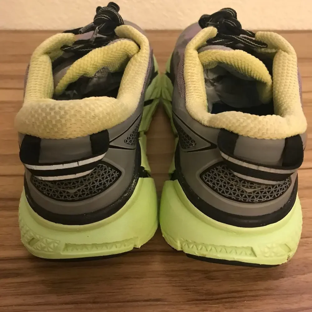 Hoka One One Men's Gray and Neon Yellow Athletic Running Shoes
